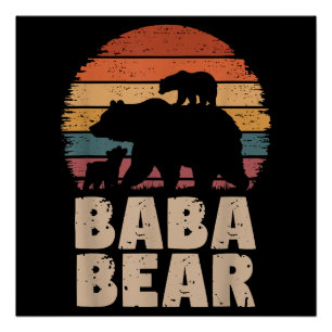 Póster Baba Bear Vintage - Dia de os pais Engraçado