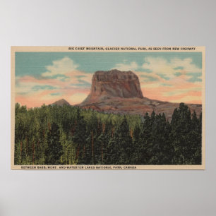 Póster Babb, MT - View of Big Chief Mountain from Hwy