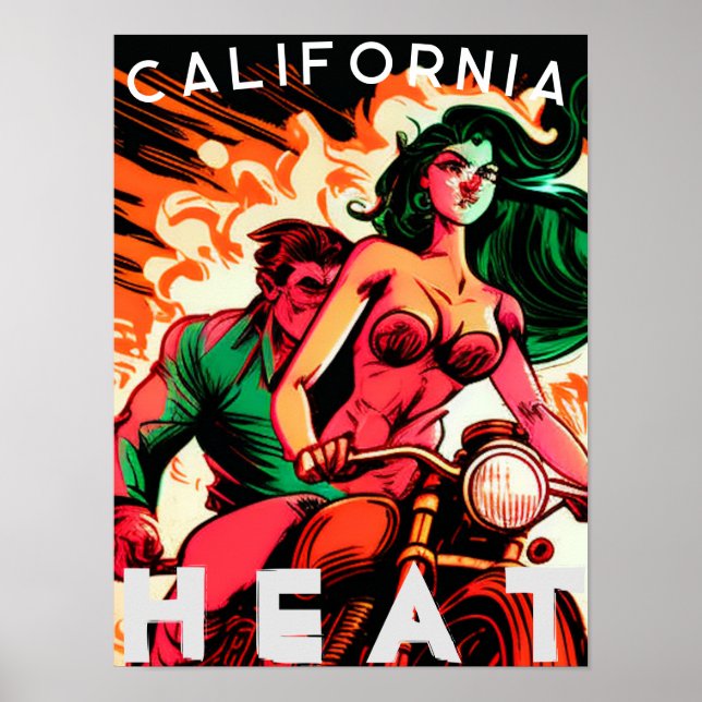 Poster Babe de motocicleta "California Heat" (Frente)