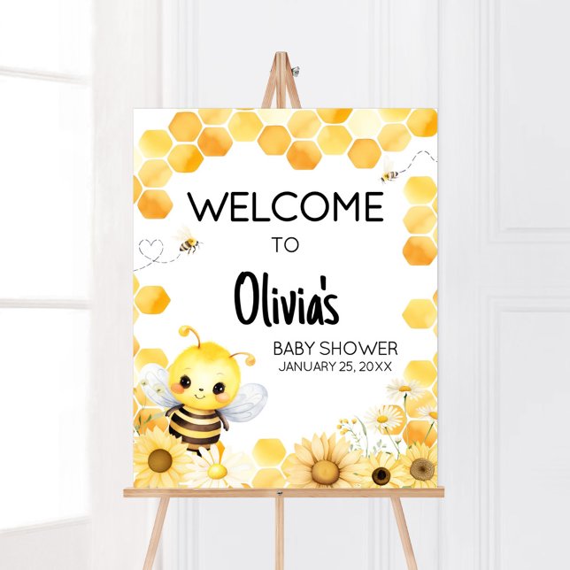 Poster Babee Bee Chá de fraldas Bem-vindo (Oh Babee Baby Shower Welcome Sign)