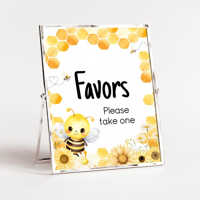 Poster Babee Bee Chá de fraldas Favor (Oh Babee Baby Shower Favors Sign)