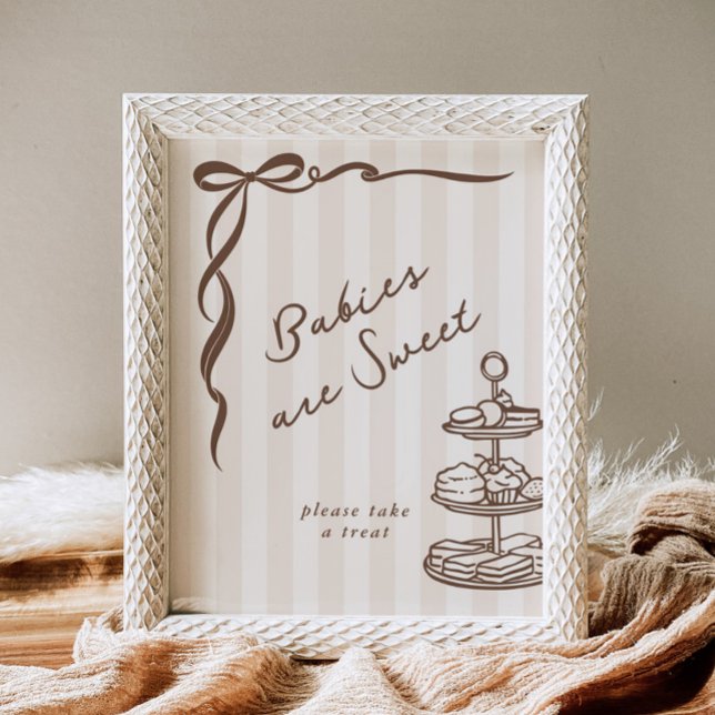 Poster Babies are sweet Bebe Cafe Brown Bow Handdrawn (Criador carregado)