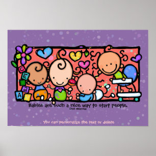 Poster Babies Toddlers Criança Sweetlings. 9x13 púrpura