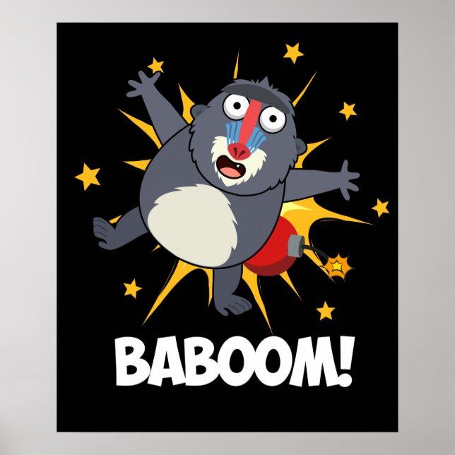 Poster Baboom Funny Explosão Baboon Pun Dark BG (Frente)