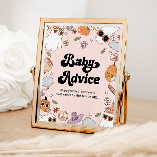 Poster Baby Advice Groovy Halloween Chá de fraldas Fantas