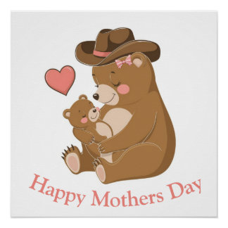 Póster Baby Bear Happy Dia de as mães