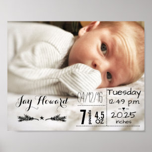 Poster Baby Birth Stats Birth Record Keepsaame Foto