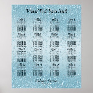 Poster Baby Blue Glitter - 16 Seating Chart