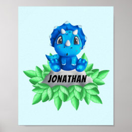 Poster Baby Blue Triceratops Dinossauro
