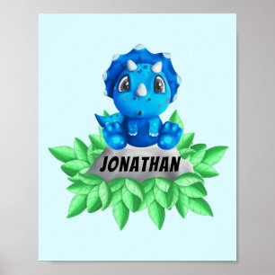 Poster Baby Blue Triceratops Dinossauro