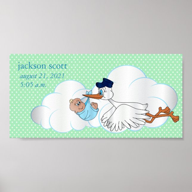 Póster Baby Boy Stork (Frente)