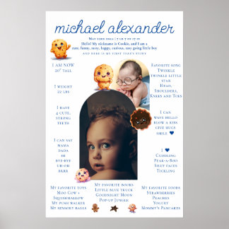 Poster Baby Boy tornando um primeiro aniversario marco