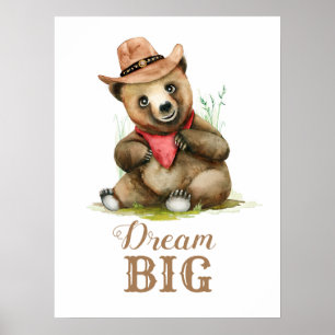 Poster Baby Boys Room Art - Pequeno Urso De Vaqueiro