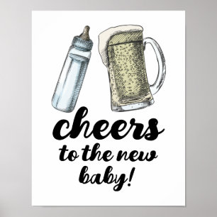 Poster Baby Breaking Cheers to New Baby Sign