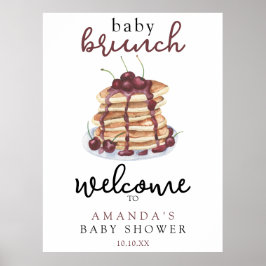 Poster Baby Brunch Pancakes, doce Chá de fraldas de cerej