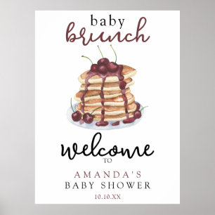 Poster Baby Brunch Pancakes, doce Chá de fraldas de cerej