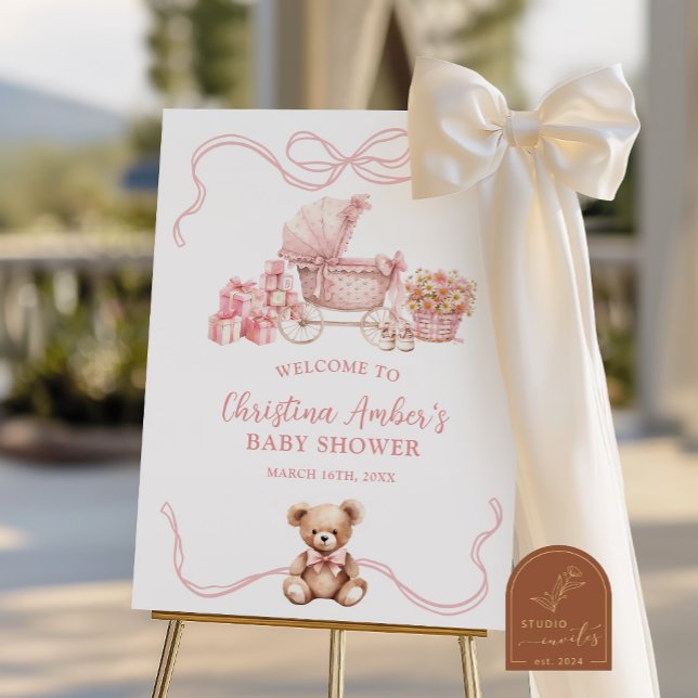 Poster Baby Carriage Baby Shower Welcome Sign (Criador carregado)