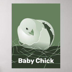 Poster Baby Chick Green Kitchen Wall Art