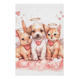 Póster Baby Cupid Trio Nursery Art Print | Watercolor