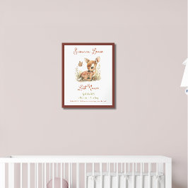 Poster Baby Deer Personalizado Nursery de Anúncio de Bebê