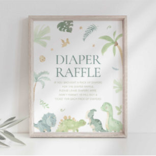 Poster Baby Dino Chá de fraldas Sinal de Bar Momosa