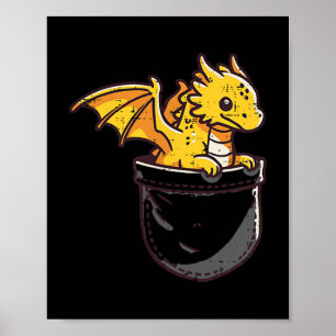 Poster Baby Dragon Pocket Cute Fantasy Mythasy Homens