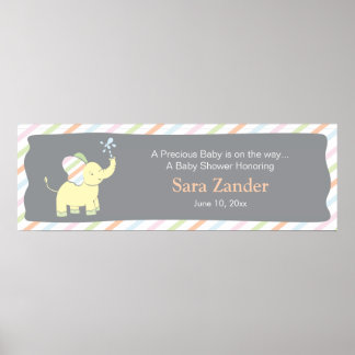 Póster Baby Elephant | Banner do Chá de fraldas