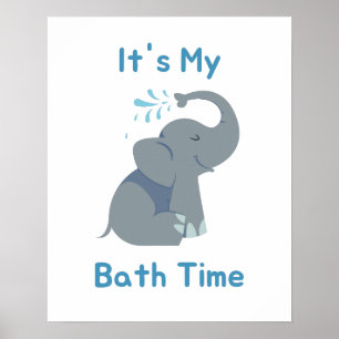 Poster Baby Elephant Bath Time
