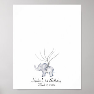 Poster Baby Elephant Fingerprint Guestbook