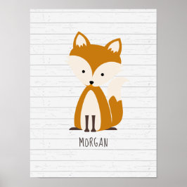 Poster Baby Fox Wood Personalised Nursery Trabalho de art