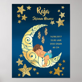 Poster Baby Ganesha com lua e estrelas