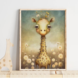 Poster Baby Giraffe Floral African Giraffe Wall Impress