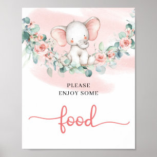 Poster Baby Girl Elephtus eucalyptus wreath comida