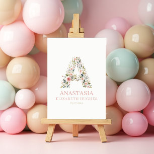 Poster Baby Girl Floral Personalization Name e Birthdate