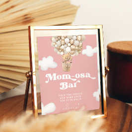 Poster Baby Girl Teddy Bear Balão Chá Mãe-Osa Bar