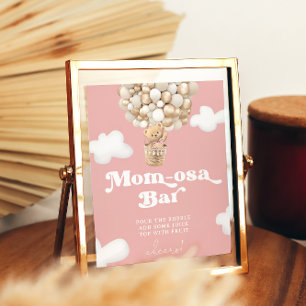 Poster Baby Girl Teddy Bear Balão Chá Mãe-Osa Bar