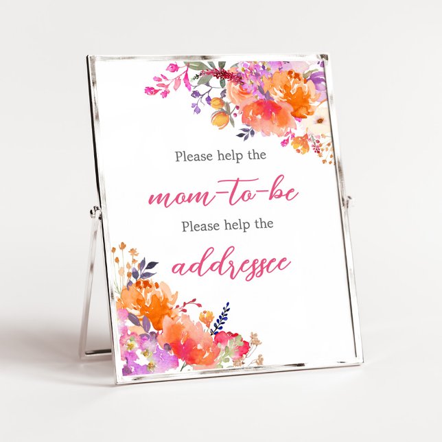 Poster Baby in Bloom Bright Floral Envelope Station (Baby in Bloom Baby Shower Envelope Station Sign)