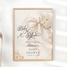 Poster Baby in Bloom Elegant Bow Baby Shower Welcome