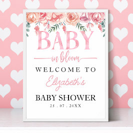 Poster Baby in Bloom Floral Baby Shower – Pink Roses
