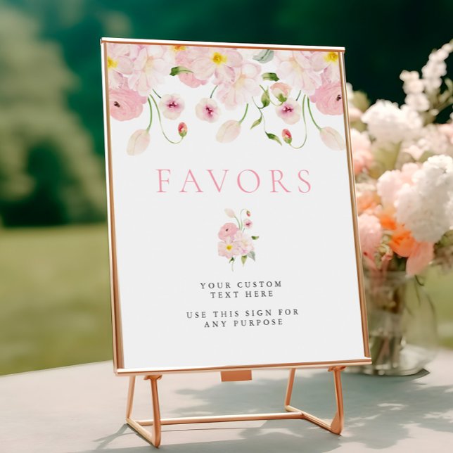 Poster Baby In Bloom Pink Baby Shower Table Sign (Criador carregado)