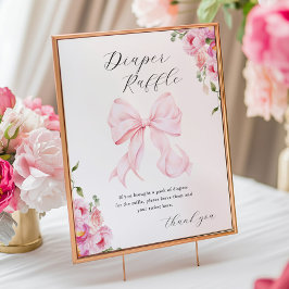 Poster Baby in Bloom Pink Bow Diaper Raffle