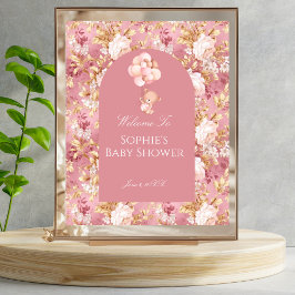 Poster Baby In Bloom Teddy Bear Welcome