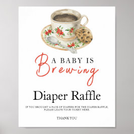 Poster Baby is brewing coffee baby shower diaper raffle