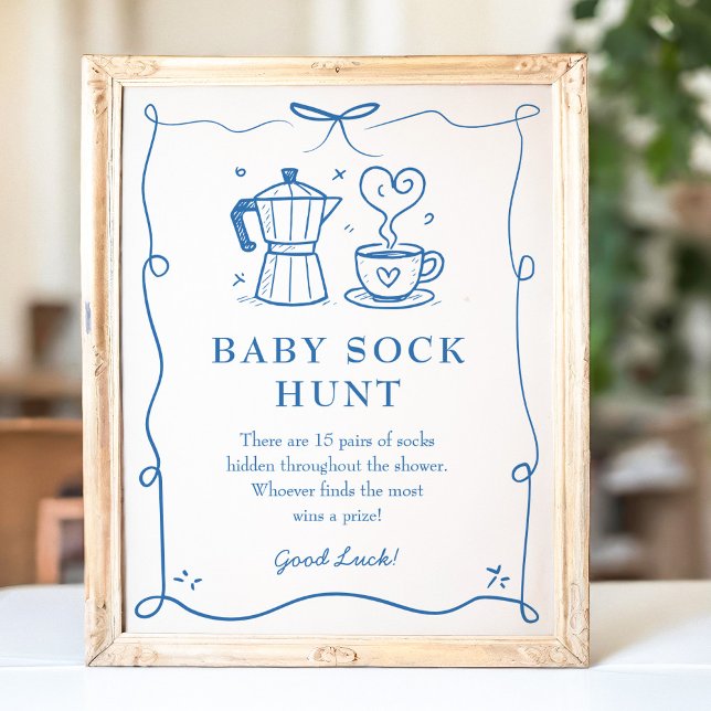 Poster Baby is Brewing Coffee Baby Sock Hunt Sign (Criador carregado)