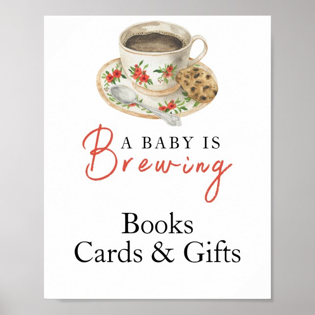 Poster Baby is brewing coffee Cards and gifts baby shower (Frente)