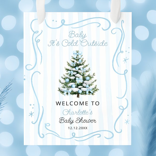 Poster Baby It's Cold Outside Blue Baby Shower Welcome (Criador carregado)
