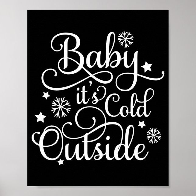 Poster Baby Its Cold Outside Navy Blue Womens Holiday  (Frente)