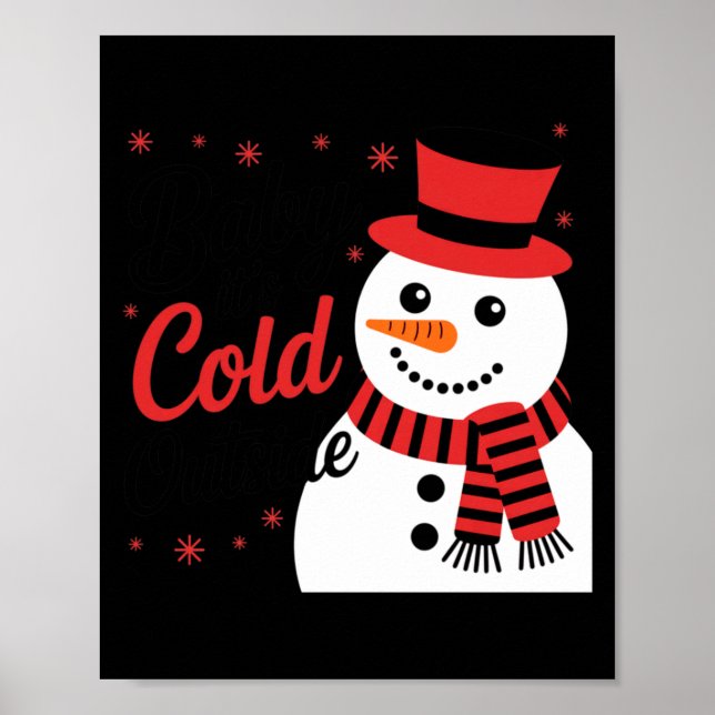 Poster Baby It's Cold Outside Retro Christmas Long Sleeve (Frente)