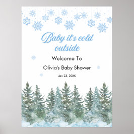 Poster Baby It's Cold Outside Winter Baby Shower Welcome 