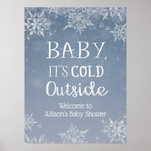 Poster Baby It's Fold Winter Chá de fraldas Sinal de Boas